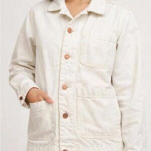 Everlane Cream (“Bone”) Brass Button-Front Workwear Jacket / Chore Coat